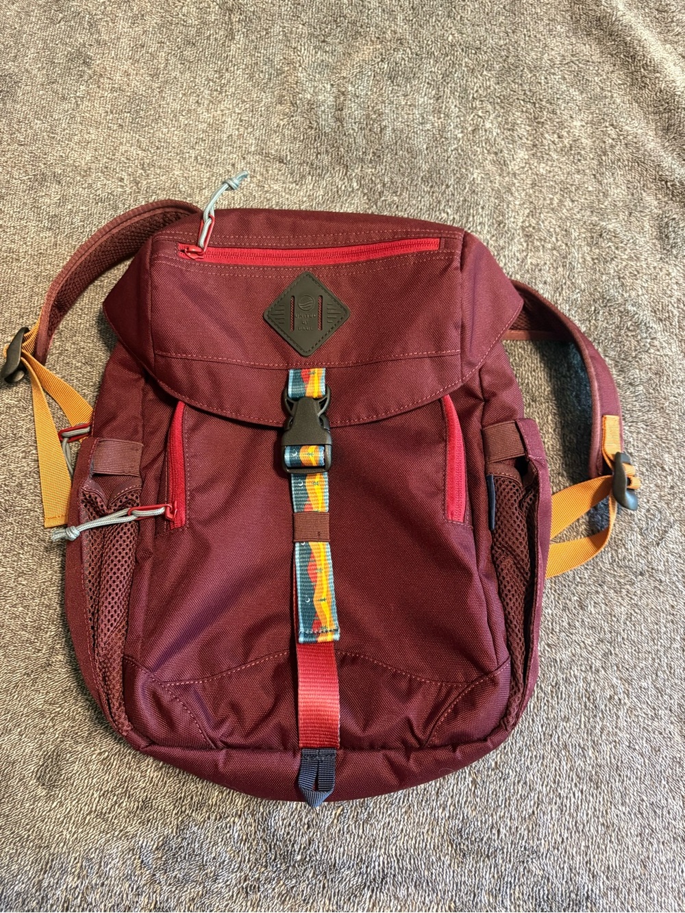 United By Blue Burgundy Backpack 100% Recycled Polyester Laptop Travel Hiking